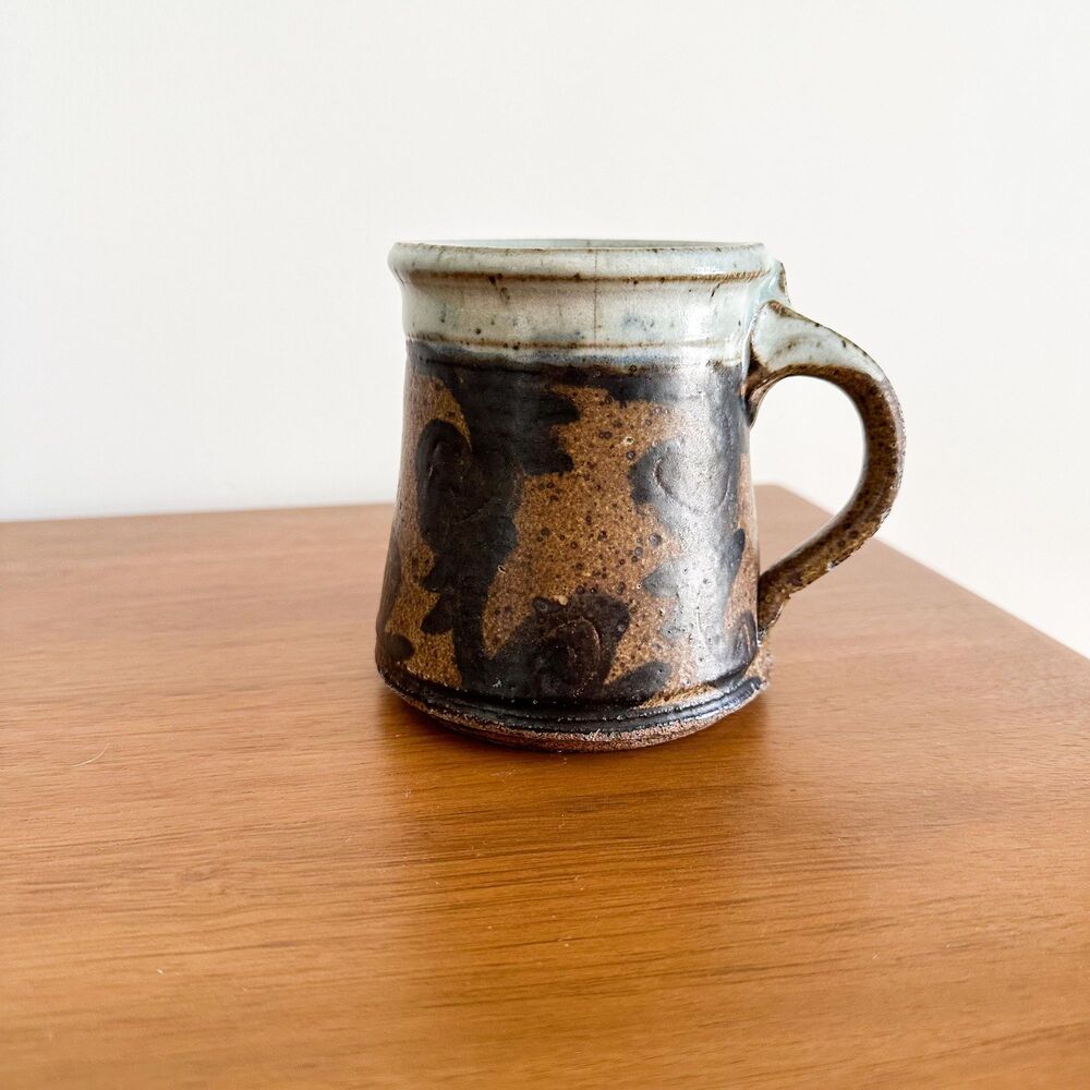 Vintage Studio Pottery Stoneware Coffee Mug Handmade Artisan Brown Speckled Cup